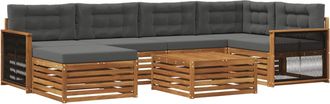 vidaXL Conjunto De Sof&aacute;s De Exterior 7 Uds. Natural Y Antracita Vidaxl