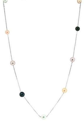 Effy Sterling Silver Freshwater Pearl Station Necklace in Multi at Nordstrom Rack, Size 18