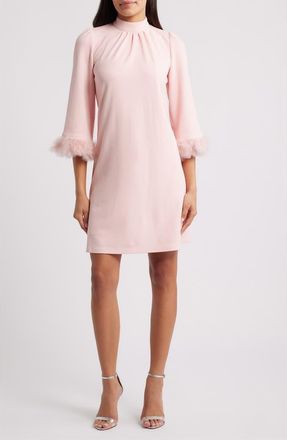 Anne Klein Feather Trim Sheath Dress in Blossom at Nordstrom, Size 10P