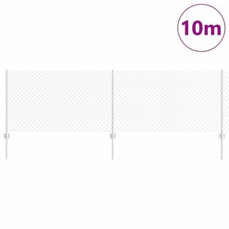 Berkfield Home Stylish Chain Link Fence with 10 U Posts Silver 0.8x10 m Steel