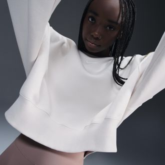 Nike Womens Nike Sportswear Phoenix Fleece Over-Oversized Crew-Neck Sweatshirt in Brown | DQ5761-104