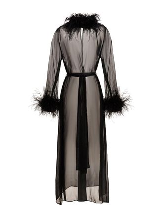 Oséree Transparent silk robe with feathers
