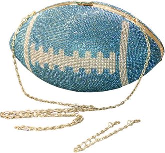Generic Rhinestone Shiny Diamond Purse Creative Stylish Shoulder Bag with Shoulder Chain Football Shape Fashion Handbag Large Capacity for Wedding Banquet (Sk