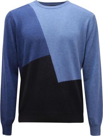 Ferrante Wollen trui gemaakt in Itali&euml; - Heren - Ronde hals truien - Blauw - M - Wol - Truien & Vesten