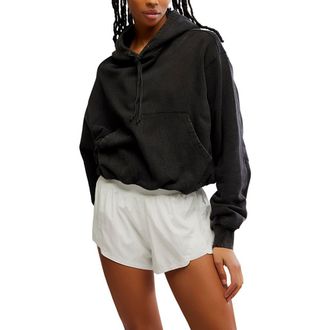 Free People Day Off Crop Cotton Blend Hoodie in Black at Nordstrom Rack, Size X-Small