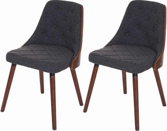 Hhg Hhg - Nunca Usado] Juego De 2 Sillas De Comedor 414, Silla De Visita Silla De Cocina, Madera Curvada Nogal, Textil Gris