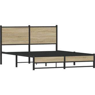vidaXL Estructura De Cama Sin Colch&oacute;n Metal Roble Sonoma 140x200 Cm Vidaxl