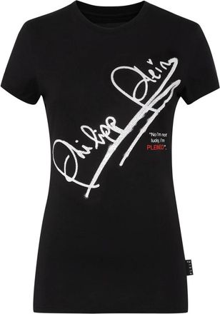 Philipp Plein T-Shirt Ronde Hals Signature - Dames - T-shirts - Zwart - XS - Katoen - Tops