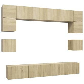 Berkfield Home 8 Piece TV Cabinet Set Sonoma Oak Engineered Wood in Light Tan