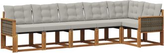 vidaXL Conjunto De Sof&aacute;s De Exterior 6 Uds. Natural Y Gris Claro Vidaxl