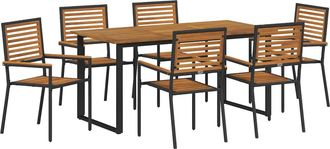 vidaXL Conjunto De Comedor De Jard&iacute;n 7 Uds. Negro Vidaxl
