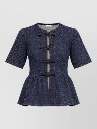 Ganni cotton peplum blouse