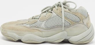 adidas Yeezy 500 Size 40.5 Grey/Blue Mesh and Suede Low Top Sneakers