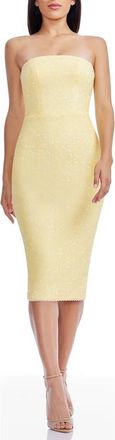 Dress The Population Viviana Sequin Strapless Sheath Dress in Pastel Yellow at Nordstrom, Size Xx-Large