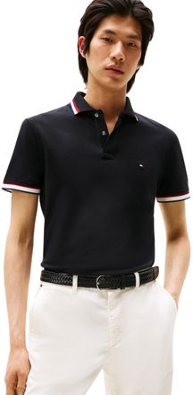 Tommy Hilfiger Mens Short Sleeve Cuff Interest Slim Fit Polo Shirt, Black (Black), M