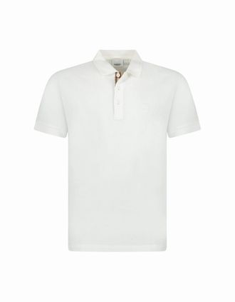 Burberry Mens Burberry Eddie TB Check Placket Polo-Shirt White - Navy - Size: 38