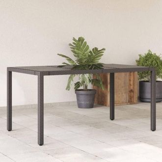 vidaXL Tavolo da Giardino Piano in Vetro Nero 150x90x75 cm Polyrattan - Vidaxl