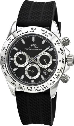 Porsamo Bleu Preston Sport Silicone Silver Tone & Black Mens Watch 1037APRR
