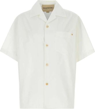 Valentino Garavani Poplin Overhemd - Heren - Korte mouwen Overhemden - Wit - M - Katoen - Overhemden