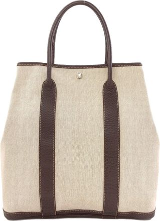 Herm&egrave;s Marron Toile H Buffalo Leather Tote Bag (Pre-Owned)