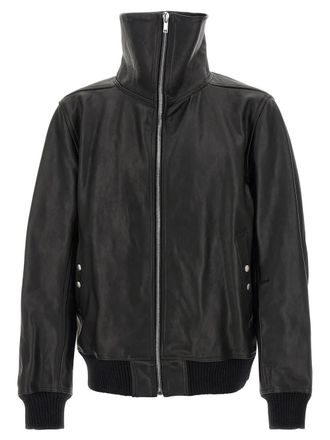 Rick Owens Blixa Dracucollar leren jack met vouwbare kraag - Zwart