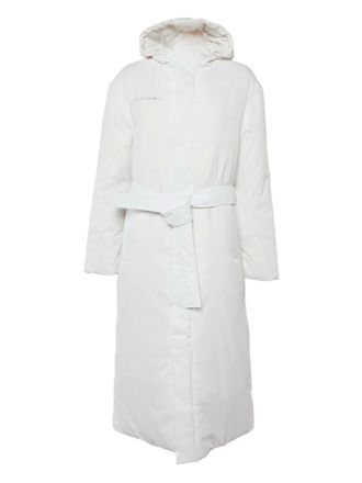 PANGAIA FLWRDWN hooded belted coat - White