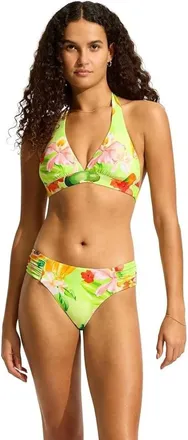 Seafolly Tropique Bikini Bottom Womens Aloe Gel Tropical Ruched Side RED298