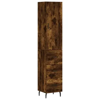 vidaXL Aparador De Madera Contrachapada Roble Ahumado 34,5x34x180 Cm Vidaxl