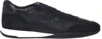 Baldinini Suede en Geperforeerde Leren Sneaker - Heren - Sneakers - Zwart - 39 EU - Leer - Schoenen