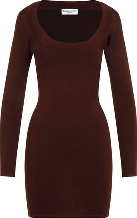 Saint Laurent Chocolat Viscose Mini Dress-Donna