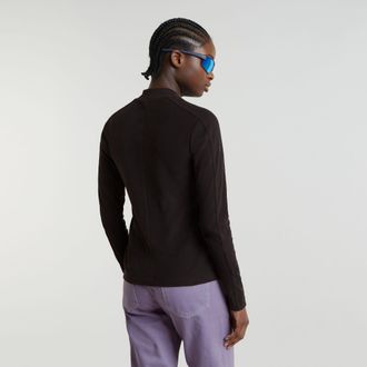 G-Star Slim Rib Mock Top - Zwart - Dames