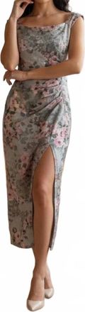 Adrianna Papell Elegant Floral Dress In Gray & Pink