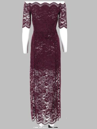 Paco Rabanne Layered Lace Midi Dress - Burgundy