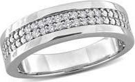 Delmar Mens Sterling Silver Pavé Lab Grown Diamond Band Ring in White at Nordstrom Rack, Size 11