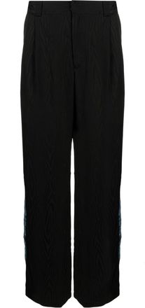 Ahluwalia Studio panelled pleat-detail straight-leg trousers - men - Elastane/Cotton/Viscose - M - Black