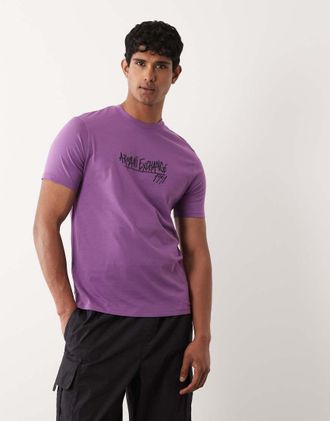 A|X Armani Exchange T-shirt viola con logo centrale