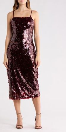 Avec Les Filles Sequin Midi Dress in Burgundy at Nordstrom Rack, Size 10