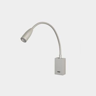 Netlighting Bed Rectangular LED Reading Light Adjustable Arm Nickel IP20 2.2W in Grey