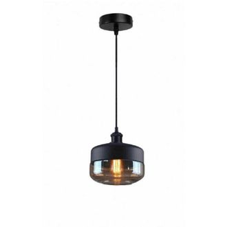 Trade Shop Trade Shop Traesio - Trade Shop - Lampadario a Sospensione Vintage Da Soffitto E27 Nero Vetro Effetto Ambrato Lp13