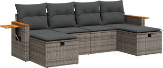 vidaXL Set De Muebles De Jard&iacute;n 6 Pzas Y Cojines Rat&aacute;n Sint&eacute;tico Gris Vidaxl