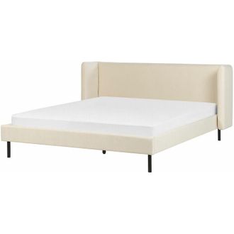 Beliani Beliani - Letto con rete a doghe velluto beige 160 x 200 cm testiera e gambe nere Arette