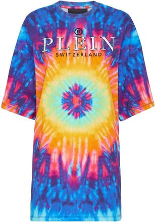 Philipp Plein T-Shirt Jurk Kort Tie Dye - Dames - Korte kleedjes - Veelkleurig - S - Katoen - Kleedjes