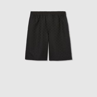 Gucci GG Canvas Linen Blend Shorts, Size 42, Black