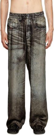 Diesel P-Theck Denim Print Pants in Black/Denim at Nordstrom, Size Xx-Large