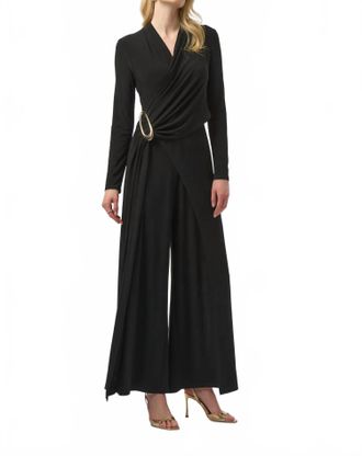 Joseph Ribkoff Silky Knit Wide-Leg Jumpsuit In Black