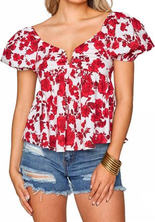 BuddyLove Houston Puff Sleeve Top In Scarlet Flower