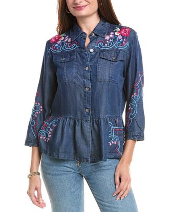 Johnny Was Peplum Denim Jacket