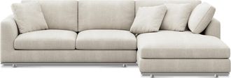 Castlery Hamilton Chaise Sectional Sofa Right Facing Customized, Performance Linen Weave Sand, Spill Resistant, Removable Covers for Sofas, Castlery