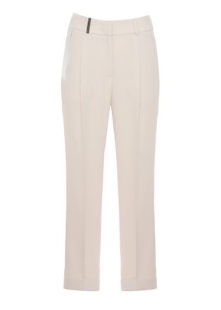 PESERICO Beige Embellished Straight-Leg Pants