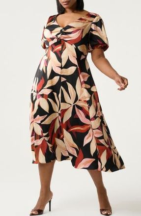 Estelle Laura Print Midi Dress in Berry Flora at Nordstrom Rack, Size 18W